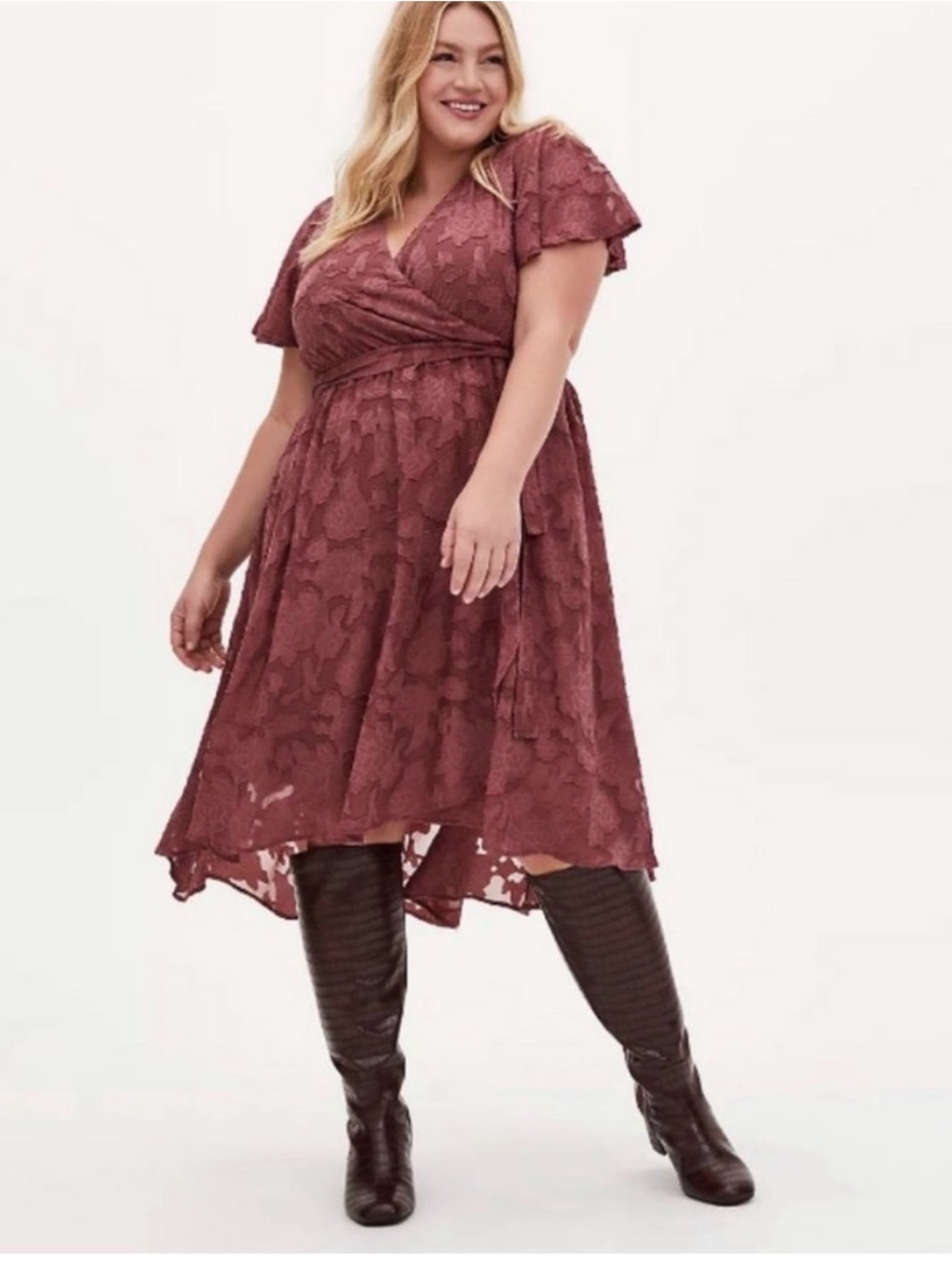 Torrid Floral Burnout Wrap Dress
